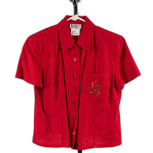 R&K original petites red buttons down shirt size 8P